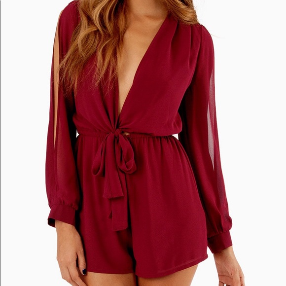 Tobi Pants - Tobi Calypso Romper in Burgandy